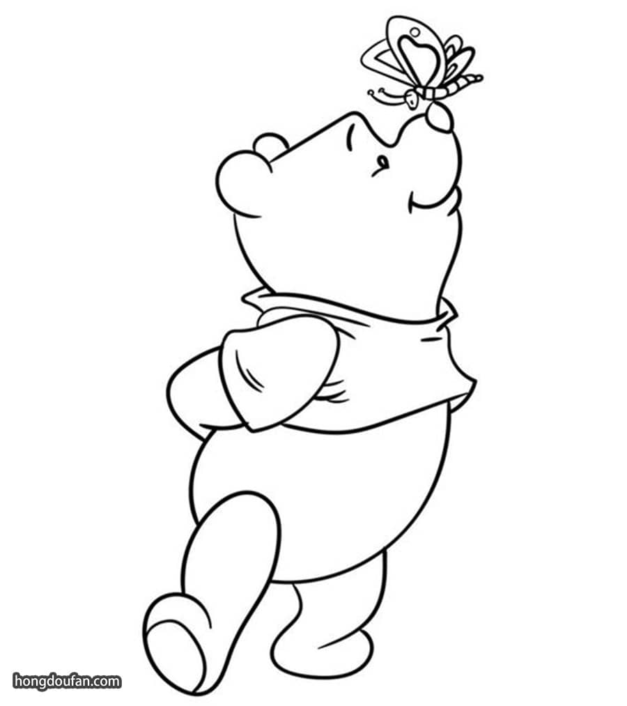 吃蜂蜜的维尼小熊卡通涂色简笔画大全