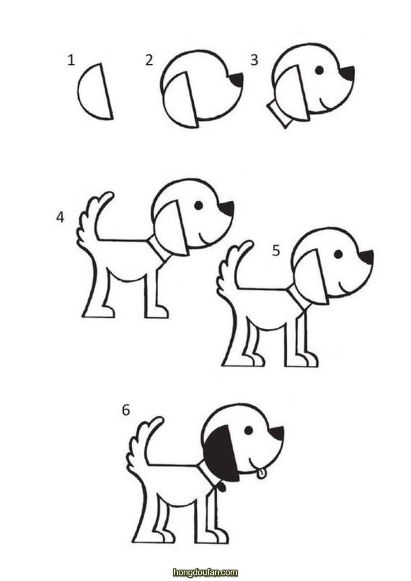 一步一步学习画小狗要如何画小狗简笔画大全