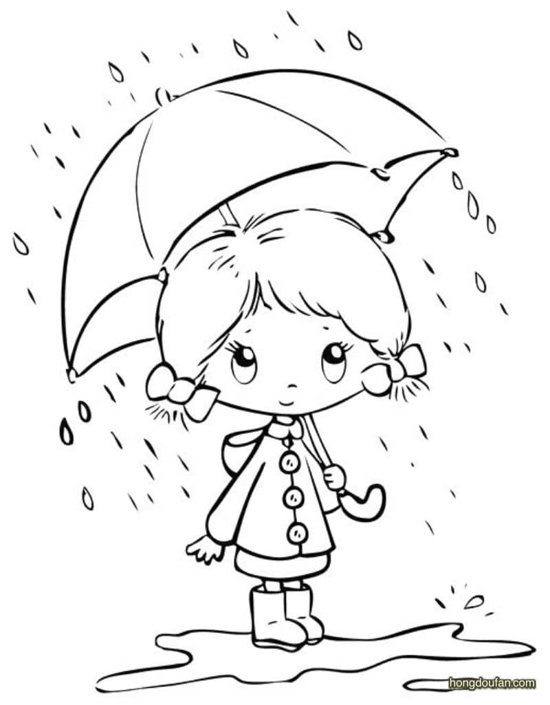 下雨天的小女生要如何画雨伞雨鞋雨衣简笔画大全
