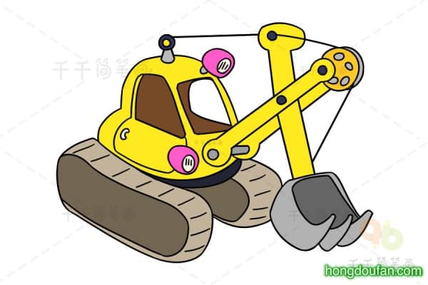 6个卡通工程车小汽车挖土机直升飞机交通工具儿童简笔画
