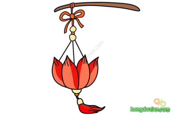 10张元宵花灯莲花灯大红灯笼手绘卡通简笔画