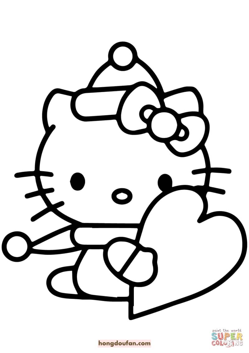 10张女孩子涂色凯蒂猫hello kitty免费涂色图片-红豆饭小学生简笔画