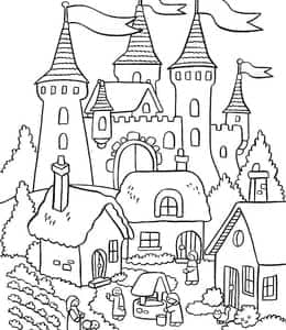10张公主的城堡卡通涂色图片