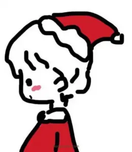 穿着圣诞衣服的低着头的卡通小女生儿童简笔画大全