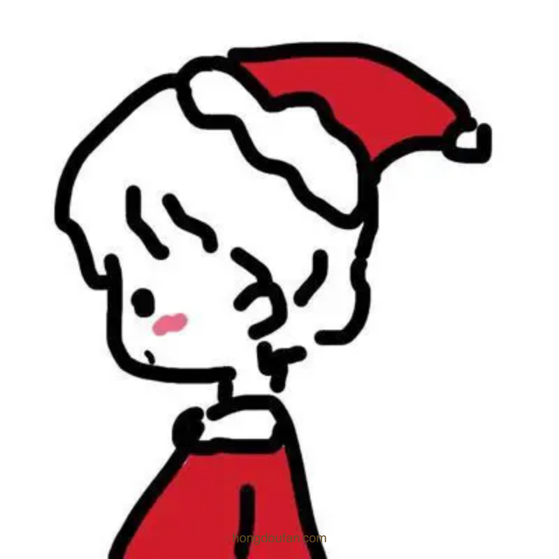 穿着圣诞衣服的低着头的卡通小女生儿童简笔画大全-红豆饭小学生简笔画大全
