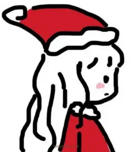 戴着圣诞帽子的长头发的小女生卡通儿简笔画大全
