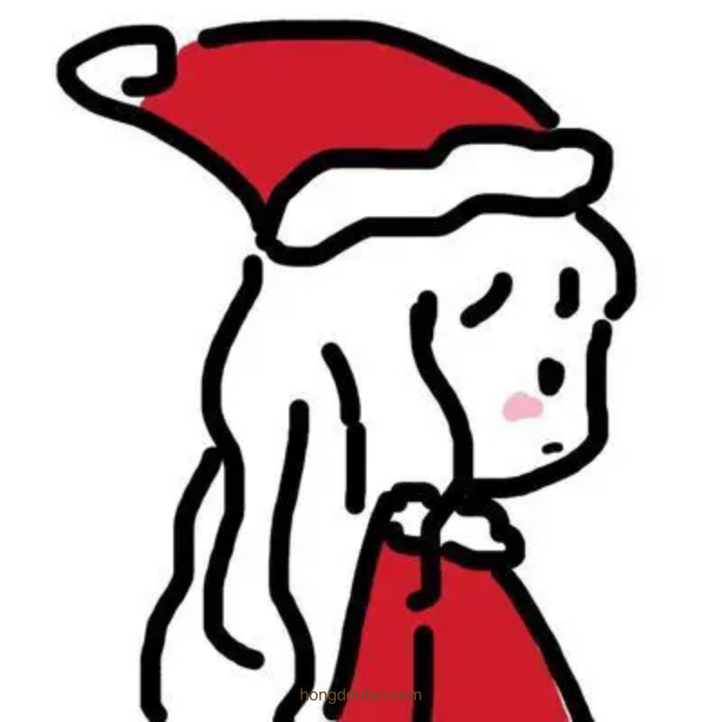 戴着圣诞帽子的长头发的小女生卡通儿简笔画大全-红豆饭小学生简笔画大全