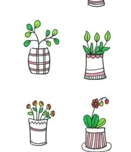 8种放在小花盆里的绿色小植物！手绘植物简笔画大全